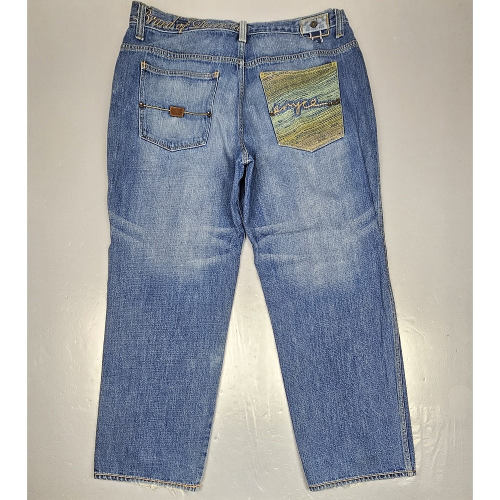 Vintage Enyce Jeans Mens 38x31 Blue Baggy Loose Skater Y2K Hip-Hop Embroidered